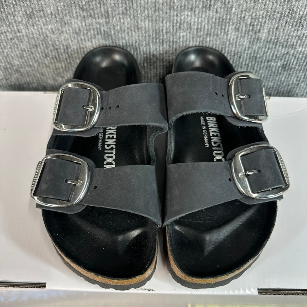 Birkenstock Arizona Big Buckle Black Oiled Leather Sandals 38 L7 M5 - Picture 4 of 13